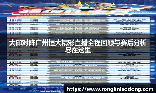 大邱对阵广州恒大精彩直播全程回顾与赛后分析尽在这里